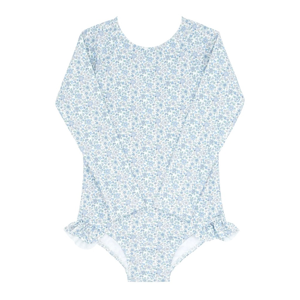 Minnow girls slate floral rashguard one piece